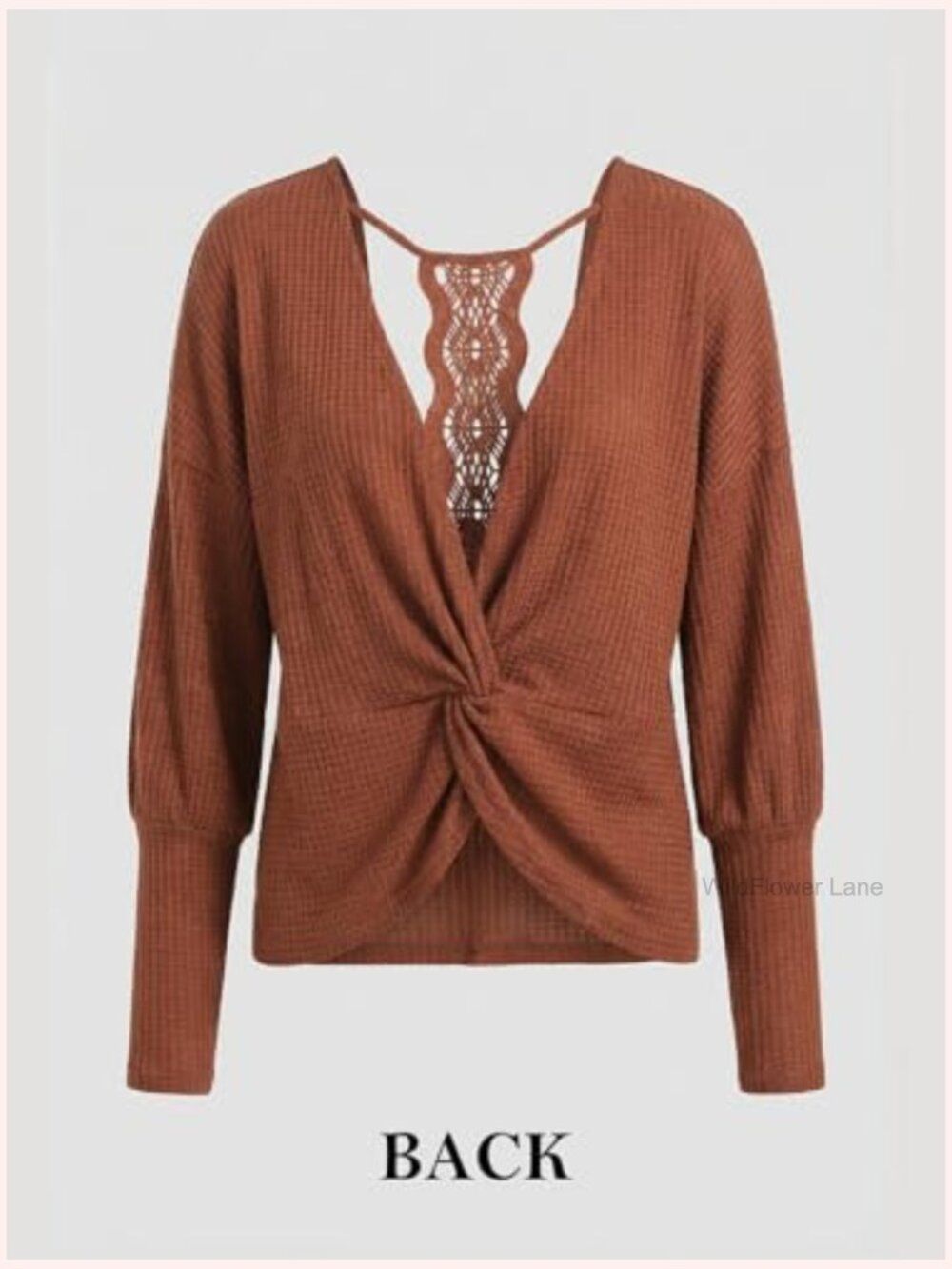 Long Sleeve Crewneck Blouse Ribbed Knit Tunic Top - Picture 4 of 7